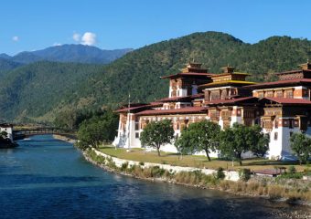 Punakaha dzong-fortress on the confluence of two rivers - punakha - bhutan